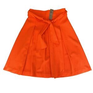 NWT Ann Taylor MIDI Skirt Women’s Sz 4 Pleated Orange Pleated Preppy Career